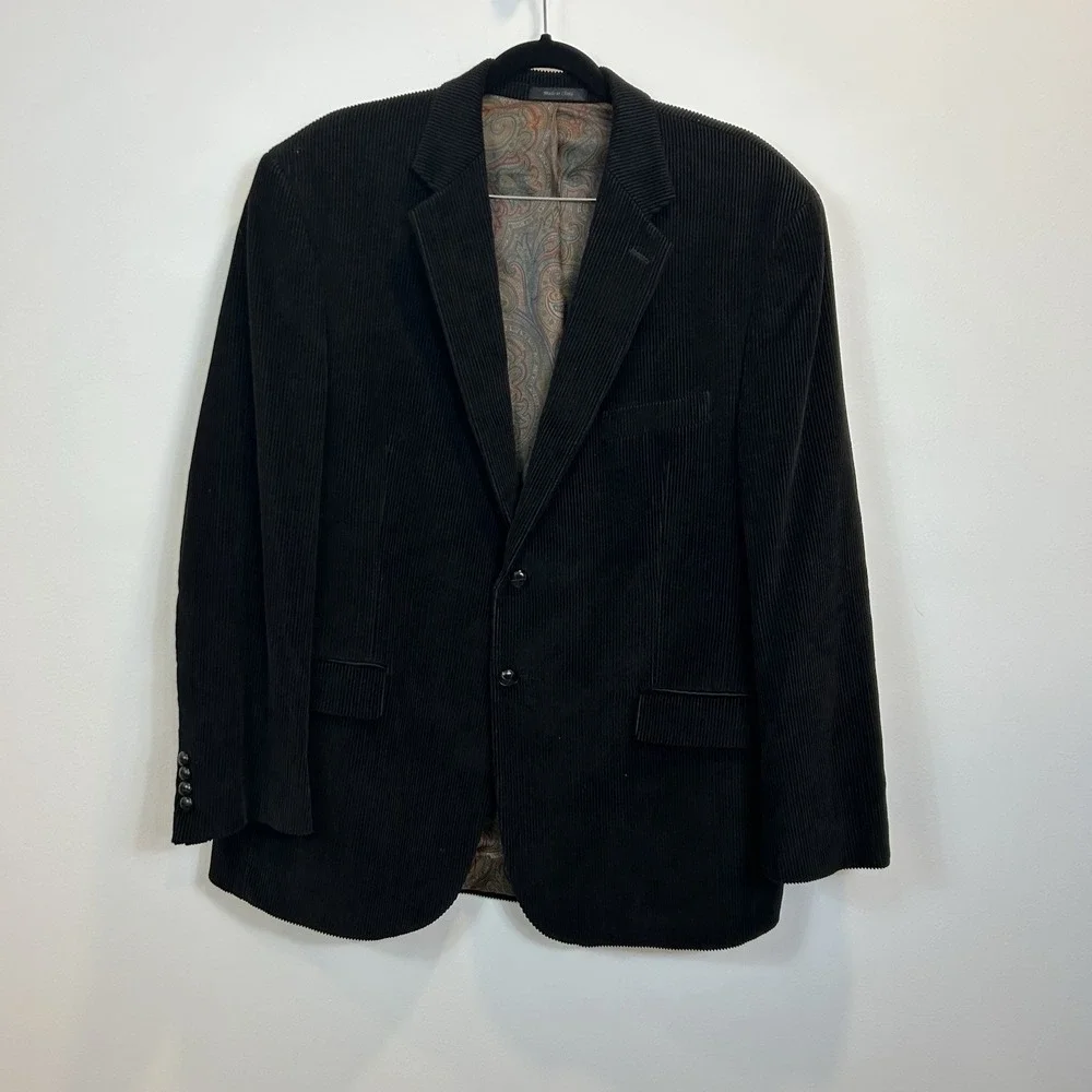 Lauren Ralph‎ Lauren Black Corduroy Blazer Mens Cotton Two Button 46R